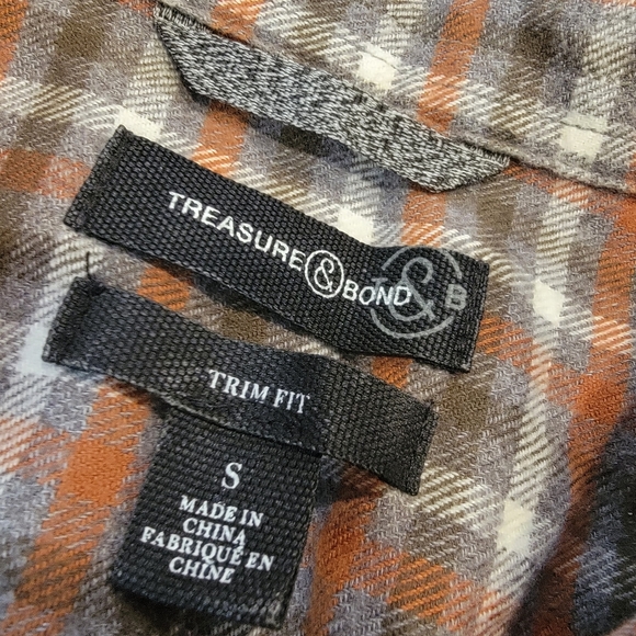 Treasure & Bond Trim Fit Soft Flannel Double Pocket Shirt Size Small - Picture 11 of 14